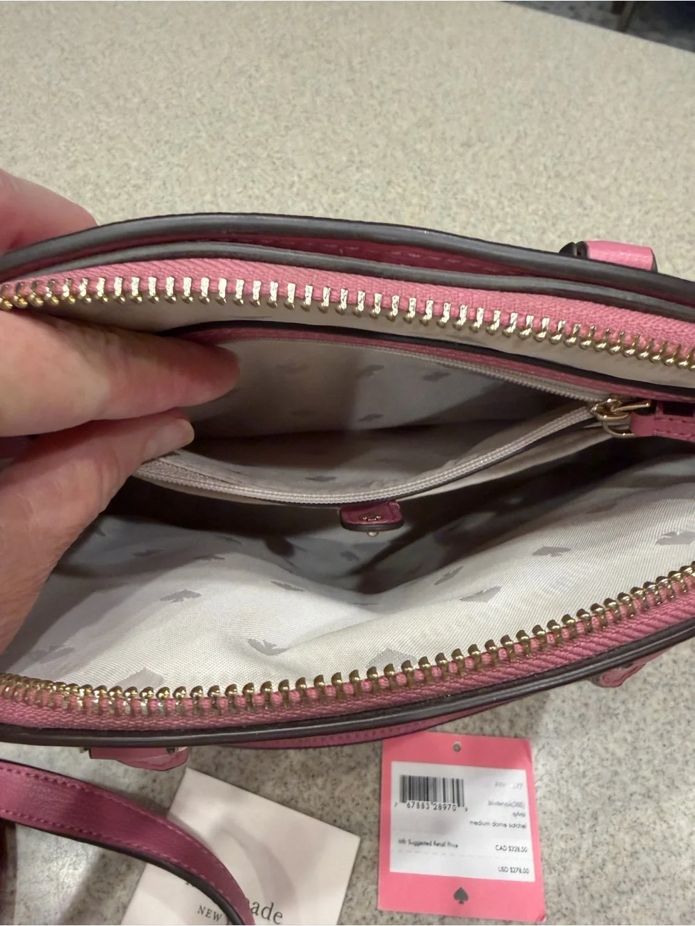 kate spade blustery pink “SylviaPebbled  medium Dome Satchel w/ Removable Strap